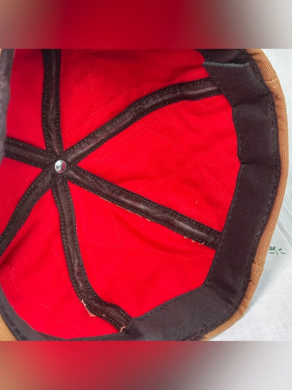 Vintage Muleskins Tan Duck Canvas Workwear Hat Red Lined